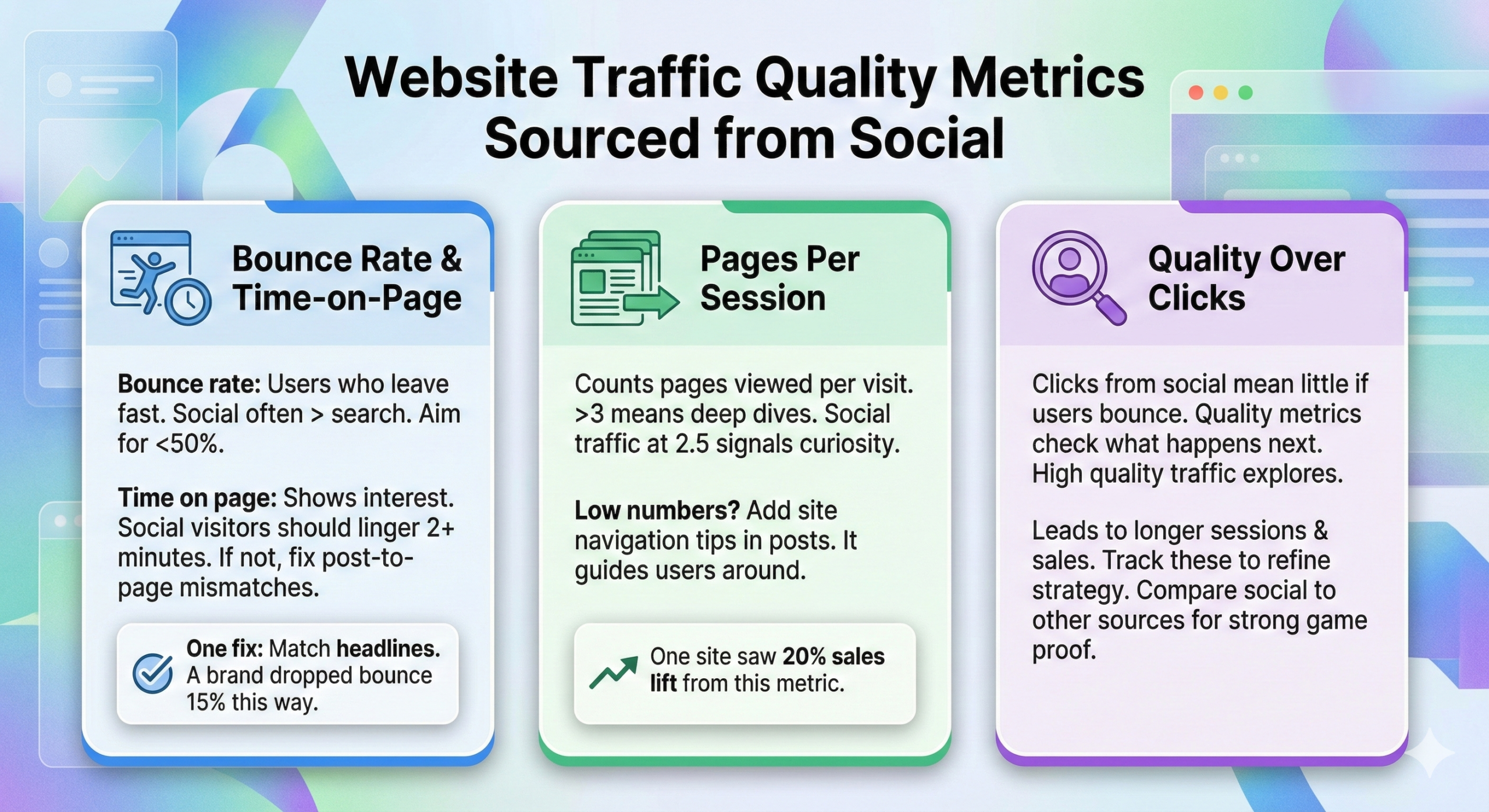 Website Traffic Quality Metrics sourced from Social