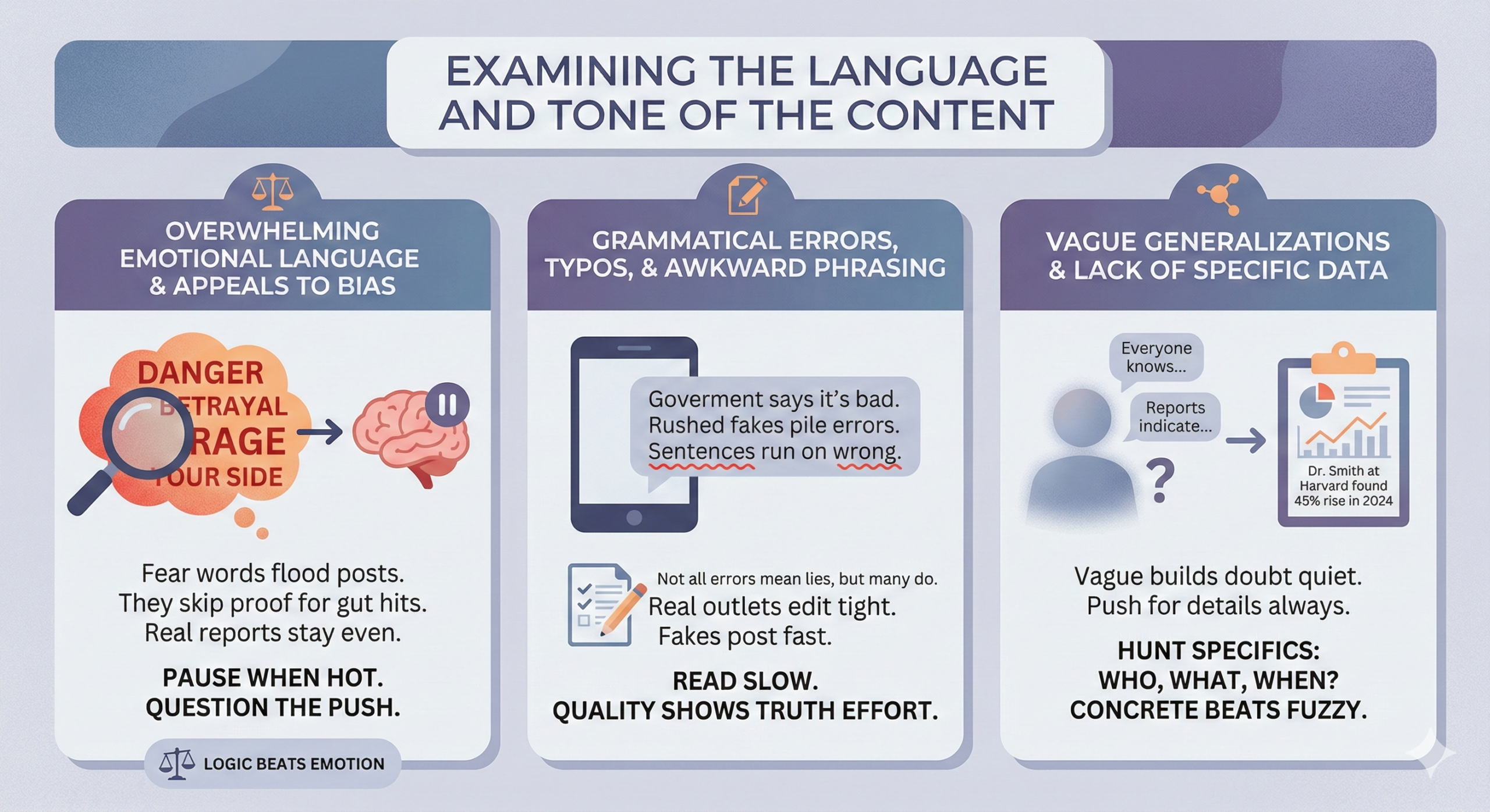 Examine and tone of the content