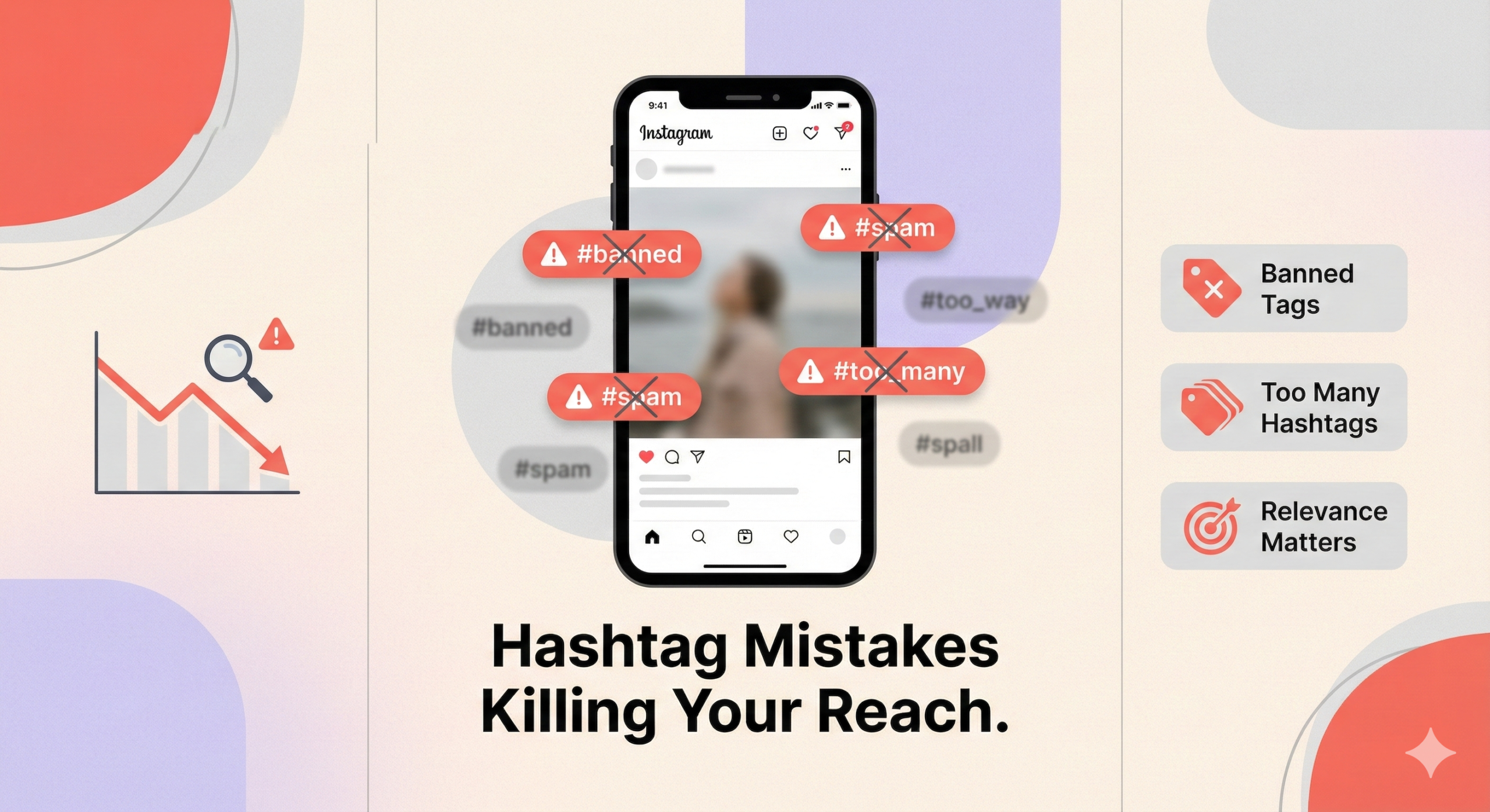 Instagram hashtag mistakes infographic